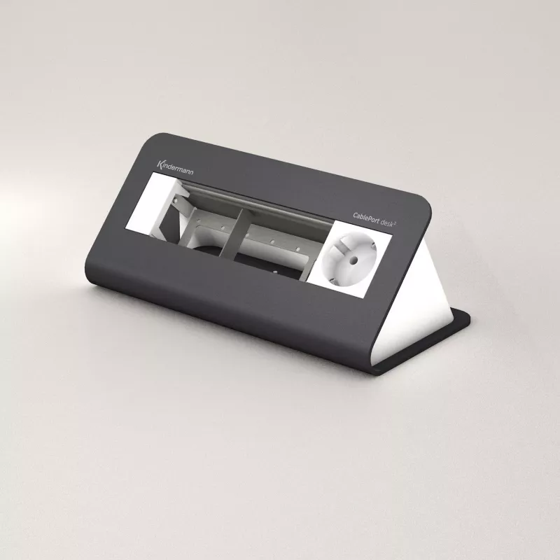 Kindermann CablePort desk 80 4-násobný stolový napájací modul, čierny