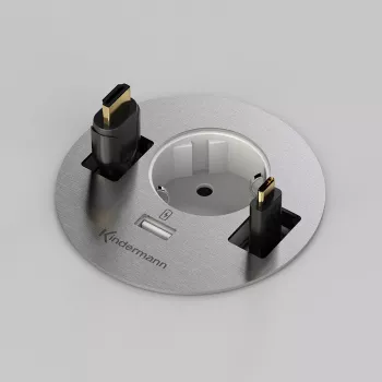 Kindermann CablePort table³ stolová pripojovacia skrinka na zabudovanie, strieborná