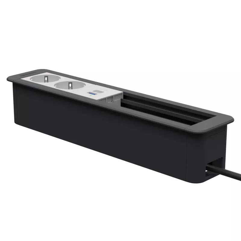 Kindermann CP Office Frame 6-násobný s 2x napájaním a 1x USB nabíjaním, strieborná