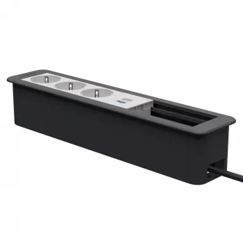 Kindermann CP Office Frame 6-násobný 3x Schuko 1x USB-A nabíjanie