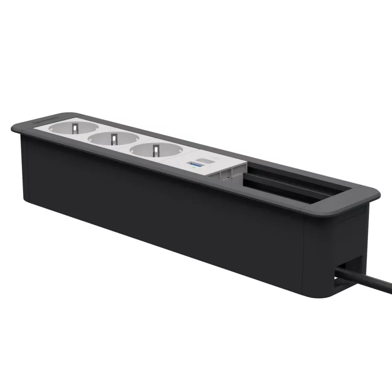 Kindermann CP Office Frame 6-násobný 3x Schuko 1x nabíjací port USB-A