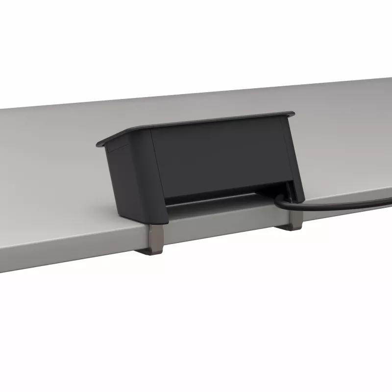 Kindermann CP Office Desk 3-násobná zásuvková lišta s 3 Schuko zásuvkami, 2m kábel, strieborná/čierna
