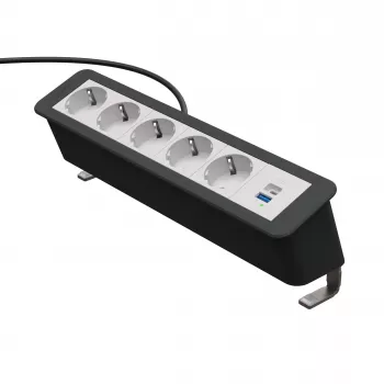 Kindermann CP Office Desk 6-násobný 5x Schuko 1x USB-C PD 60W predlžovací kábel so svorkou