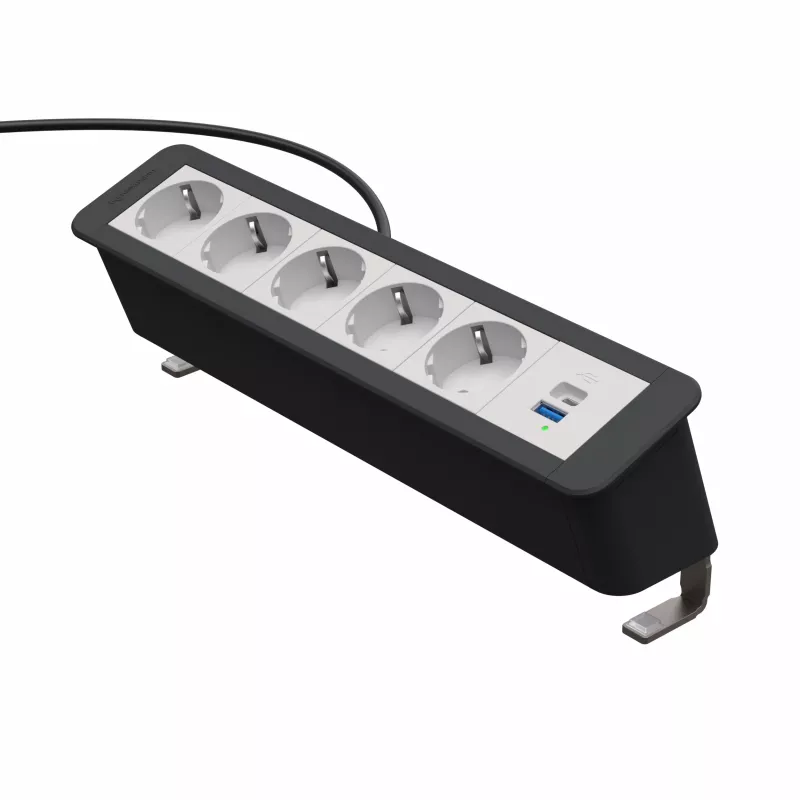 Kindermann CP Office Desk 6-násobný 5x Schuko 1x USB-C PD 60W predlžovací kábel so svorkou