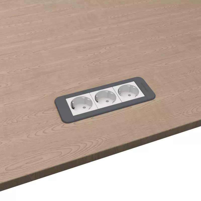 Kindermann CP Office Frame 3-násobný 3x napájacia zásuvka stolový konektivitný panel strieborná/čierna