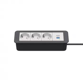 Kindermann CP Office Frame 4-násobný 3x Schuko 1x USB-C PD stolový konektivitný modul