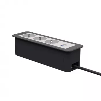 Kindermann CP Office Frame 4-násobný 3x Schuko 1x USB-C PD stolový konektivitný modul