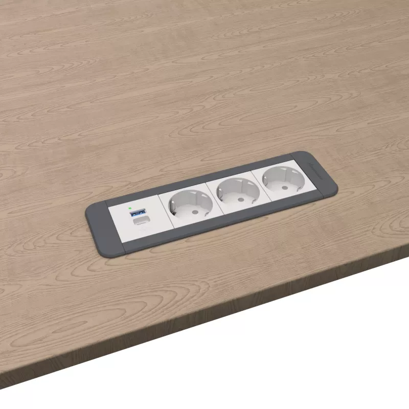 Kindermann CP Office Frame 4-násobný 3x Schuko 1x USB-C PD stolový prípojný modul