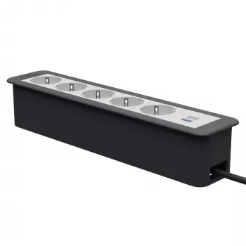 Kindermann CP Office Frame 6-násobný 5x napájacia zásuvka 1x USB-A nabíjačka čierna (7551000325)