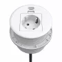 Kindermann CablePort Table White (STS-R90-2 biela) - stolový prípojný panel s 2x zásuvkami Schuko