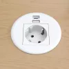 Kindermann CablePort Table White (STS-R90-2 biela) - stolový prípojný panel s 2x zásuvkami Schuko