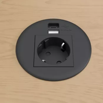 Kindermann CablePort stolový čierny (STS-R90-2 blac) - puzdro stolového pripojovacieho poľa
