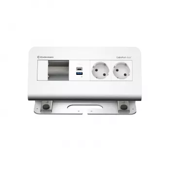 Kindermann CablePort desk² 4-násobný 2x napájanie 2x USB stolový pripojovací modul, hliník