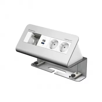 Kindermann CablePort desk² 4-násobný 2x napájanie 2x USB stolový pripojovací modul, hliník