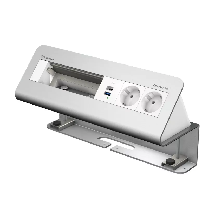 Kindermann CablePort desk² 6-násobný 2x USB nabíjanie stolový svorkový modul strieborná/čierna