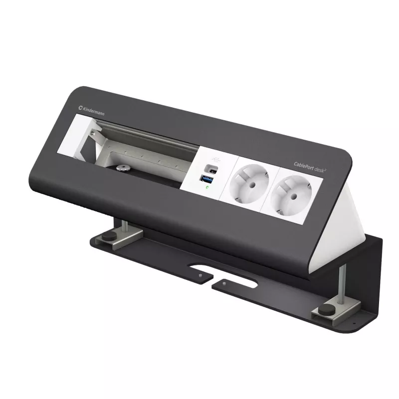 Kindermann CablePort desk² 6-násobný 2x zásuvka USB stolový svorkový modul
