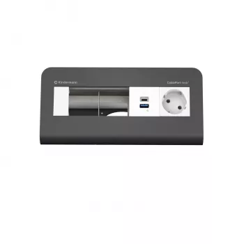 Kindermann CP desk² 80 4-násobný stolový pripojovací panel s 1x napájaním a 1x USB-A, strieborná/čierna