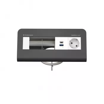 Kindermann CP desk² 80 4-násobný stolový pripojovací panel s 1x napájaním a 1x USB-A, strieborná/čierna