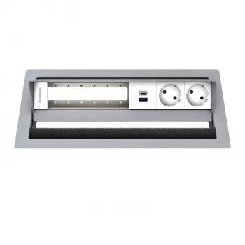 Kindermann CP Standard² 6-násobný stolový pripojovací panel s 2x zásuvkou, 1x USB-A nabíjacím konektorom, HDMI, RJ45