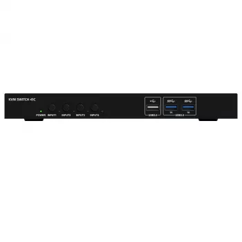 Kindermann KVM Switch 41C - 4-portový digitálny KVM switch s DVI-D, USB, audio, EDID emuláciou