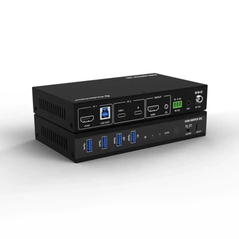 Kindermann KVM Switch 21C - 2-portový DVI-I KVM switch s audio a USB hubom