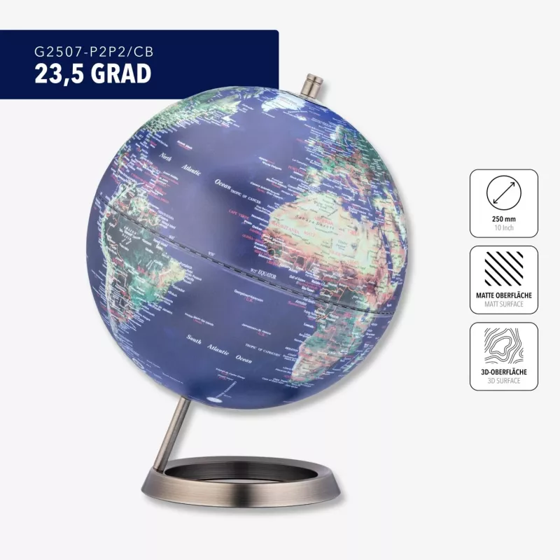 TROIKA Globe 23.5 Degrees (G2507-P2P2/CB) - stolový glóbus a papierové závažie, chrómová základňa, 60mm