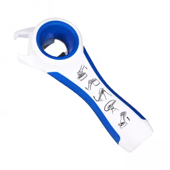 First Aid Only 5-in-1 multiotvárač na fľaše a konzervy, biely/modrý, znižuje námahu