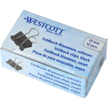 WESTCOTT 12 sponiek na papier, 19 mm, čierne/strieborné, 12 ks