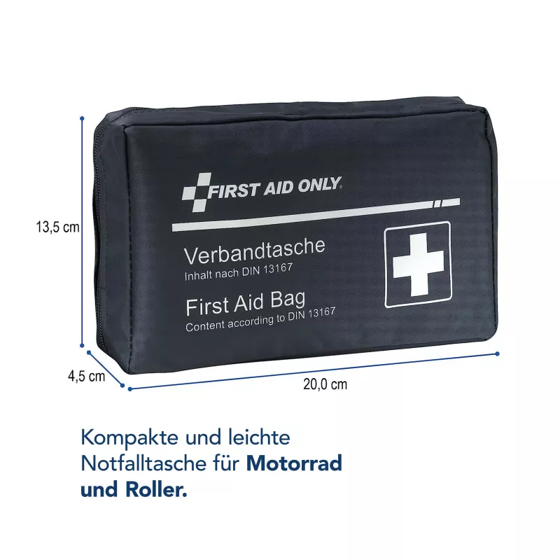 First Aid Only lekárnička na motocykel DIN 13167 modrá s výstražnou vestou