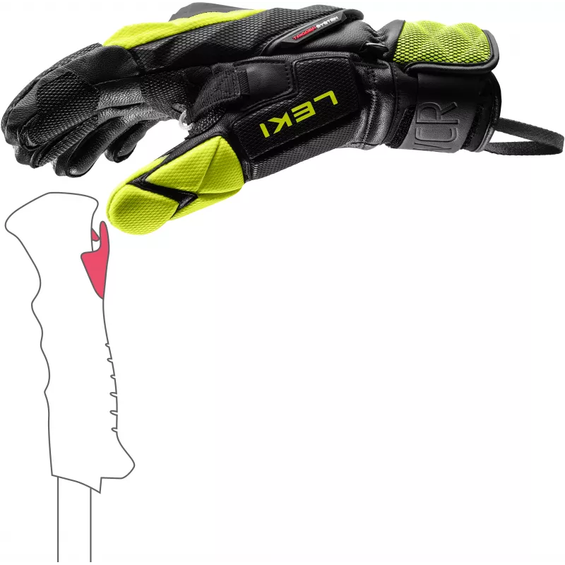 LEKI WCR Venom SL 3D lyžiarske pretekárske rukavice čierna/žltá veľkosť 7.0
