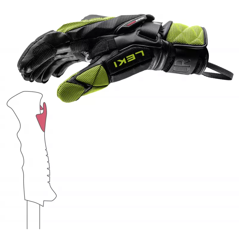 LEKI WCR Venom GS 3D lyžiarske pretekárske rukavice 9.5 čierna/ľadovo žltá