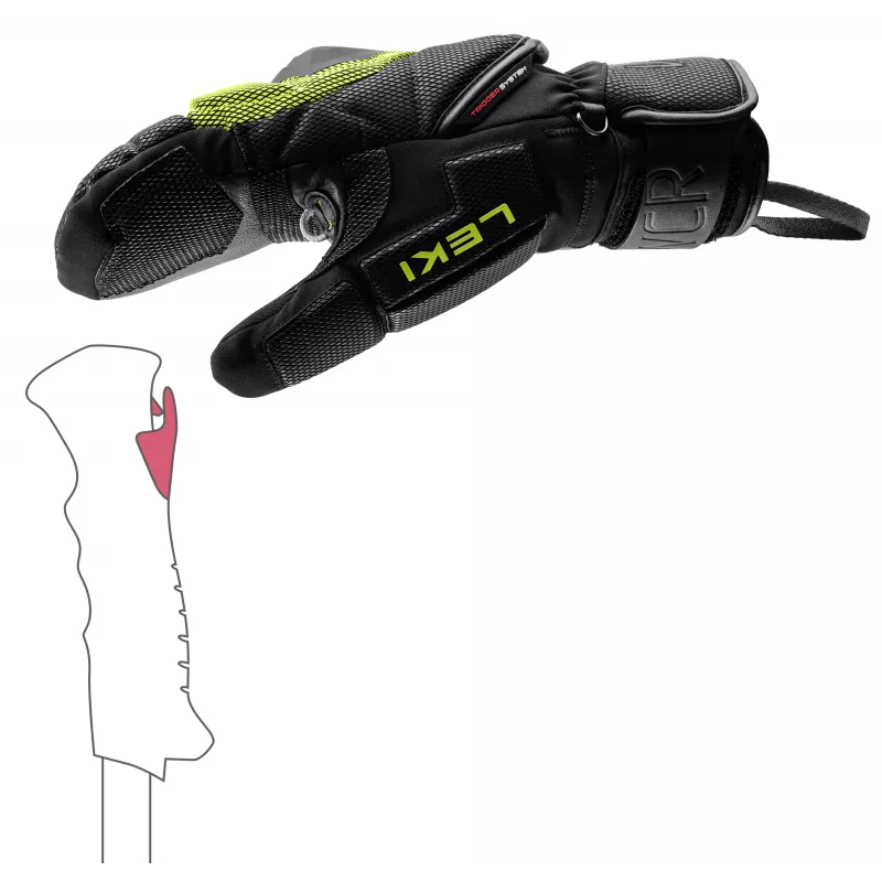 LEKI WCR Coach 3D rukavice na zjazdové lyžovanie Lemon-Black veľkosť 7.0