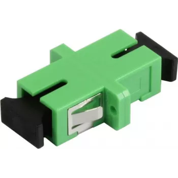 SYNERGY21 SC/APC optický adaptér, Singlemode, Simplex, PVC, keramická objímka, s prírubou, zelený