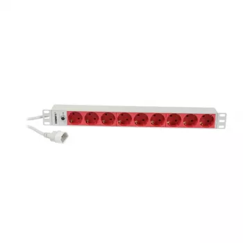 Synergy 21 ALLNET 19-palcový 1U napájací pás 9x zásuvka Schuko CEE7 s konektorom IEC C14 samec 10A 2m čierny