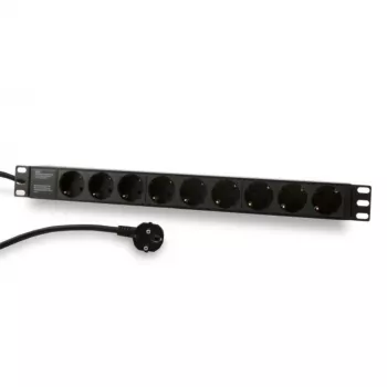 Synergy 21 ALLNET 19-palcový rackový napájací pás 9x zásuvka CEE7/3 s konektorom CEE7/7 samec, 2m kábel, čierny (S215390V4)