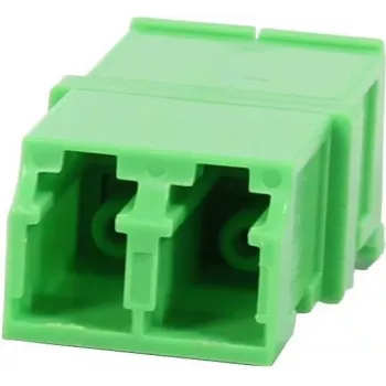 Synergy 21 S215678 LC/APC optický adaptér spojka duplexná jednovidová 9/125µm keramická PVC bez príruby zelená s laserovou ochrannou clonou