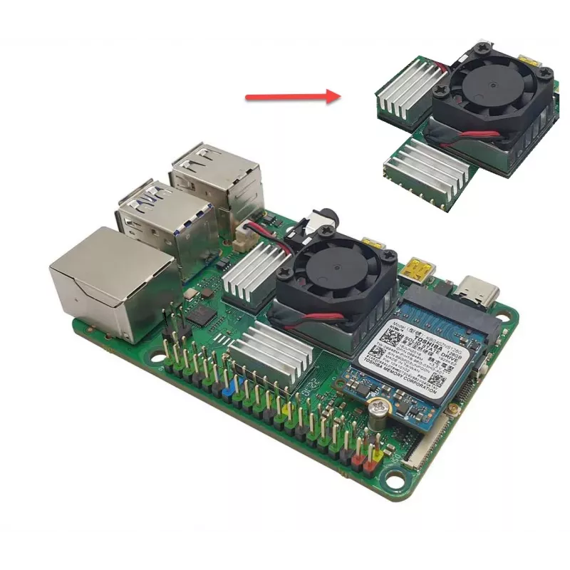 ALLNET Rock Pi 4C+ Heatsink Set (Rock4C+Heat-Set) - pasívna chladiaca sada pre Radxa Rock Pi 4C Plus