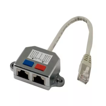 Synergy 21 S215236 Kábel zástrčka TP na 2x zásuvka TP, 0,15 m, sivý metalický