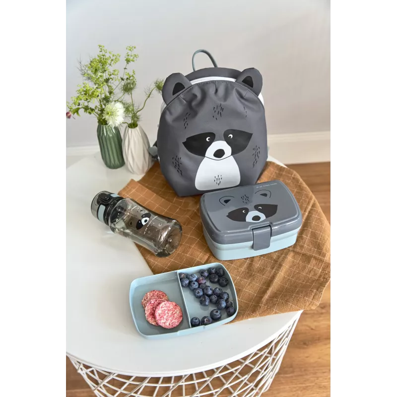 Lassig About Friends Raccoon obedár & Tritan fľaša na pitie sada 460 ml