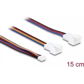 Delock Y kábel ventilátora 1 x JST PH 4 pin PWM konektor samica na konektor samec + 4 pin (3 piny osadené) konektor samec 15 cm