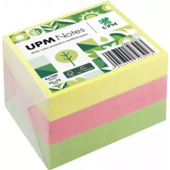 UPM Notes Brillant samolepiace lístočky 75x75mm 100 listov na blok 6 blokov mix farieb