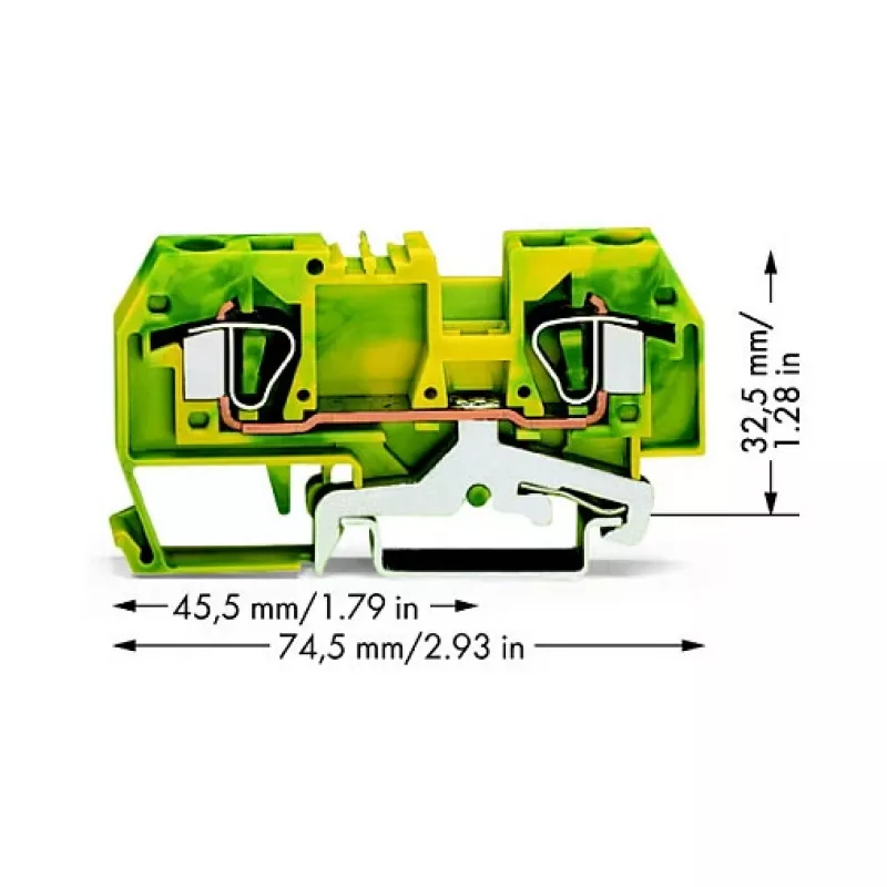 WAGO uzemňovacia svorka zeleno-žltá 0,2-6 mm² 282-907