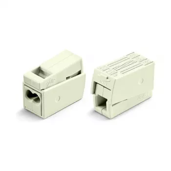 WAGO 224-112 2-vodičový kompaktný spojovací konektor, 400V, 24A, 1-2,5mm², Push-in, biely/transparentný