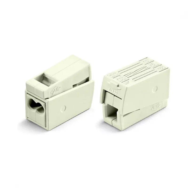 WAGO 224-112 2-vodičový kompaktný spojovací konektor, 400V, 24A, 1-2,5mm², Push-in, biely/transparentný