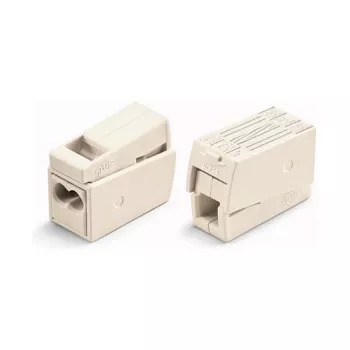 WAGO 224-112 2-vodičový kompaktný spojovací konektor, 400V, 24A, 1-2,5mm², Push-in, biely/transparentný