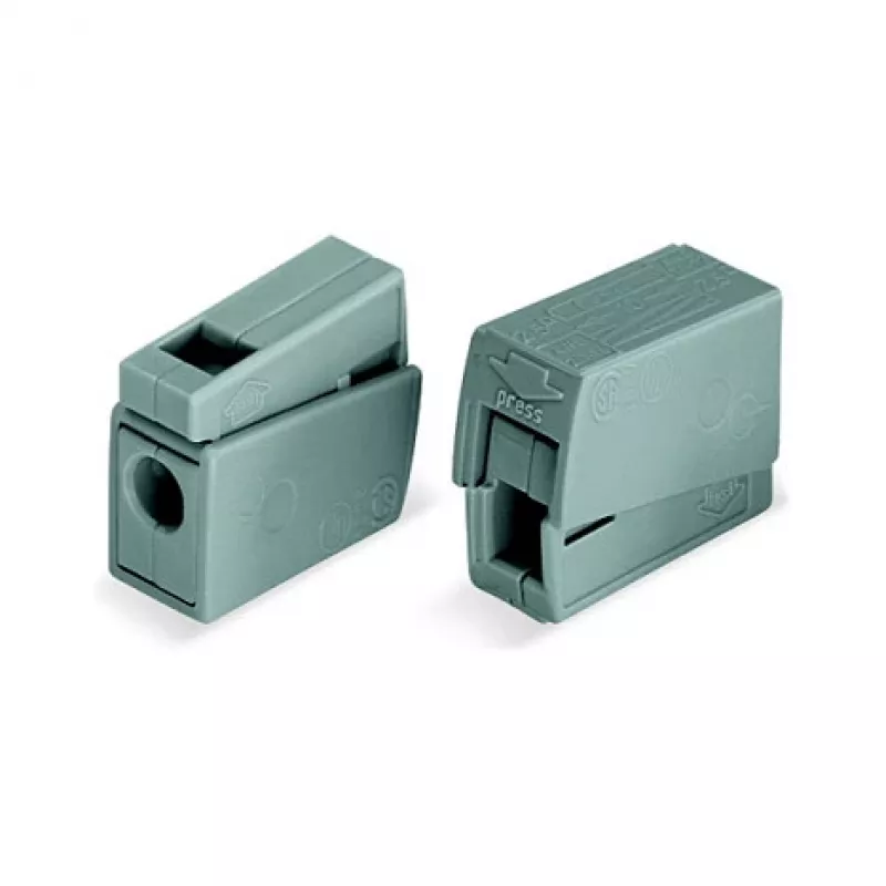 WAGO 224-101 1-vodičová 2-násobná Push-in CAGE CLAMP svorka, 400 V, 24 A, 0,5-2,5 mm², transparentná/sivá