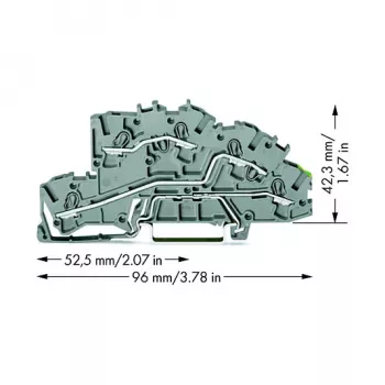 WAGO 2003-7645 TOPJOB S 4-vodičová priechodná svorka, sivá, 32A, 1000V, Push-in CAGE CLAMP, DIN lišta