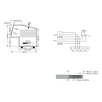WAGO 750-963 D-Sub pripojovací modul, 9-pólový konektor samica, sivý, IP20, pre WAGO I/O System 750