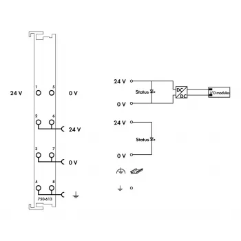 WAGO 750-613 4-vodičový svorkový blok, sivý, CAGE CLAMP, 0,08-2,5 mm², DIN-35 lišta
