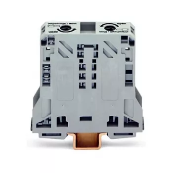 WAGO 285-150 CAGE CLAMP výkonový svorkový blok, 1-potenciál, 2 prípojky, 10-50 mm², sivá, DIN lišta 35